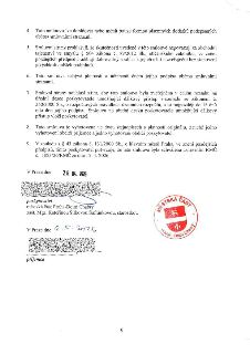 Závěrečná část smlouvy obsahující body 4 až 9. Bod 9 uvádí, že smlouva byla schválena usnesením RMC č. 1023/26/RMC ze dne 15. 4. 2026. Poskytovatel: městská čá…