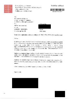Vnitřní sdělení Magistrátu hlavního města Prahy, Odbor evidence majetku, Oddělení geodetických činností, č.j. MHMP 402218/2024, datum 29.02.2024. Předmět: Stan…