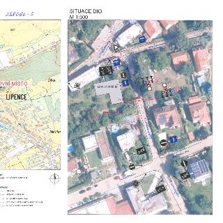 SITUACE DIO M 1:500, Lipence, ulice Jana Čerstvého, Josefa Houdka, Na Bambouzku, K samoobsluze, parcelní čísla 568, 569, 571, 574, 575, 576, 578, 621, 622, 494…