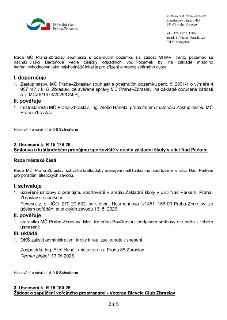 Dokument Městské části Praha-Zbraslav obsahující dvě usnesení Rady MČ: 1) Usnesení o odejmutí pozemku parc. č. 2961/1 (výměra 4 957 m²) v ulici Bartoňova pro z…