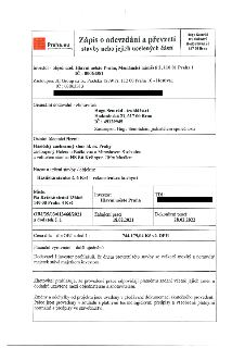 Zápis o odevzdání a převzetí stavby nebo jejích ucelených částí. Investor - objednatel: Hlavní město Praha, Mariánské náměstí 2, 110 01 Praha 1, IČ: 00064581.…
