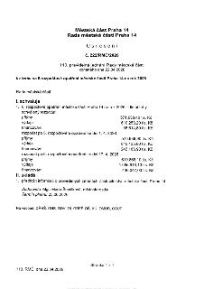Usnesení Rady městské části Praha 14 č. 222/RMČ/2026 ze dne 22.04.2026 k návrhu na 6. rozpočtové opatření městské části Praha 14 na rok 2026. Rada schvaluje 6.…