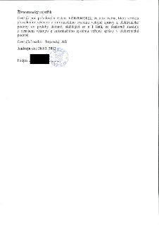 Živnostenský rejstřík. Ověřuji pod pořadovým číslem VŽR/004/2012, že tato listina, která vznikla převedením výstupu z informačního systému veřejné správy z ele…