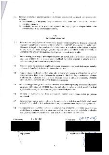 Strana 5 smlouvy obsahující závěrečná ustanovení (články 7.1 až 7.8). Klíčové informace: Smlouva nabývá platnosti dnem podpisu a účinnosti dnem uveřejnění v re…