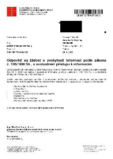 Odpověď na žádost o poskytnutí informací podle zákona č. 106/1999 Sb., o svobodném přístupu k informacím. Magistrát hlavního města Prahy, Odbor pozemních komun…