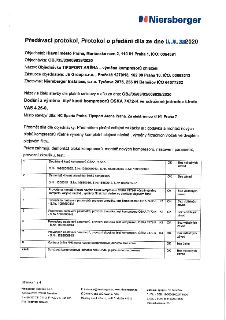 Niersberger, Předávací protokol, Protokol o předání díla ze dne 14. 10. 2020. Objednatel: Hlavní město Praha, Mariánské nám. 2, 110 01 Praha 1, IČO: 0064581. O…