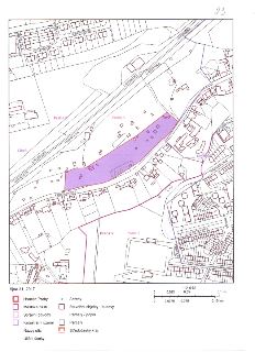 Katastrální mapa zobrazující území na rozhraní Prahy 8 (Libeň) a Prahy 9 (Střížkov). V mapě je zvýrazněna fialová plocha (pozemek). Obsahuje názvy ulic: Lhoták…