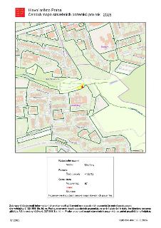 Hlavní město Praha, Cenová mapa stavebních pozemků pro rok 2026. Mapa zobrazuje oblast v katastrálním území Modřany. V mapě je červenou šipkou označena parcela…