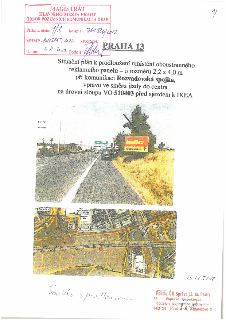 Situační plán k prodloužení umístění oboustranného reklamního panelu – o rozměru 2,2 x 4,0 m při komunikaci Rozvadovská spojka, vpravo ve směru jízdy do centra…