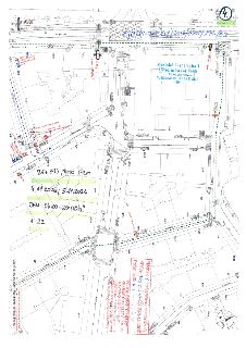 Situační nákres dopravního opatření (mapa). Horní část obsahuje úřední hlavičku: 'Městská část Praha 1, Úřad městské části, Odbor dopravy, Vodičkova 18, 115 68…