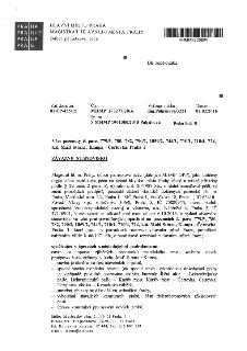 Úřední dokument: Závazné stanovisko Magistrátu hlavního města Prahy, odboru památkové péče, ze dne 02.02.2016 (č.j. MHMP 173277/2016). Předmětem je oprava prot…