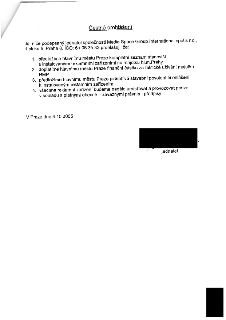Čestné prohlášení jednatele společnosti Media Space Group International spol. s r.o., 1. pluku 5, Praha 8, IČO: 61 06 35 33, ze dne 4. 10. 2005. Společnost se…