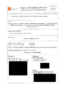 Zápis o odevzdání a převzetí stavby nebo jejich ucelených částí. Zhotovitel: VM STAV Servis s.r.o., Točitá 458/21, 140 00 Praha. Objednatel: Hlavní město Praha…