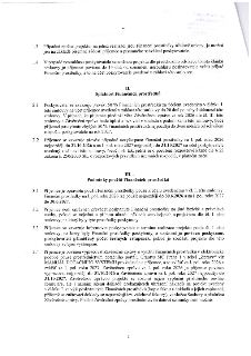 Strana 2 smlouvy o poskytnutí finančních prostředků. Obsahuje body: 1.3 (změna projektu), 1.4 (nesouhlas poskytovatele), II. Splatnost finančních prostředků (2…