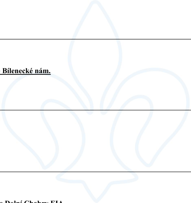 Úryvky textu z dokumentu: 'Bílenecké nám.' a 'Dolní Chabry EIA'.