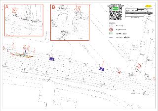 Situační nákres dopravního značení a opatření na ulici Kolbenova (AFI CITY objekt R - přípojka vodovodu). V pravém horním rohu razítko: projektant Jakub Richte…