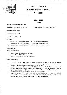 ZÁPIS Z 23. ZASEDÁNÍ RADY MĚSTSKÉ ČÁSTI PRAHA 18 V ROCE 2026. 23.09.2026 (výpis). Změna rozpočtu – dotace za září 2026. Předkládá: Mgr. Zdeněk Kučera, MBA. Zpr…