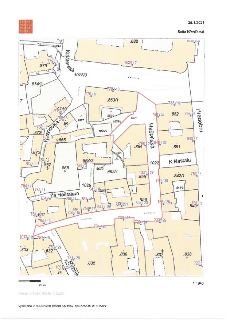 Katastrální mapa oblasti v Praze (Staré Město) s vyznačenými parcelními čísly a názvy ulic. Dokument obsahuje datum 25.1.2021 a jméno Soňa Křehlíková. Zobrazen…