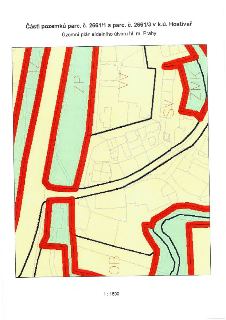 Výřez z územního plánu sídelního útvaru hl. m. Prahy zobrazující části pozemků parc. č. 2661/1 a parc. č. 2661/3 v k.ú. Hostivař. Mapa obsahuje barevně odlišen…