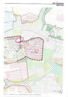 Výřez územního plánu hlavního města Prahy (Metropolitní plán), lokalita Štěrboholy, list 2/2, měřítko 1:10 000. Mapa obsahuje katastrální čísla parcel a barevn…