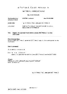 MĚSTSKÁ ČÁST PRAHA 21, MATERIÁL K PROJEDNÁNÍ, BJ/00373/2026. Zastupitelstvo městské části: ZMČ20. Jednání dne 21.09.2026. předkládá: Ing. Vít Pěkný, Ph.D., zas…