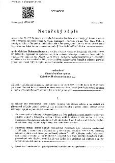 Notářský zápis NZ 21/2026 ze dne 20.01.2026, sepsaný Mgr. Monikou Kubalíkovou, zástupkyní notářky Mgr. Hany Mátlové. Zápis osvědčuje rozhodnutí členské schůze…