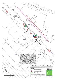 DIO záboru pro stavební úpravy inž. sítí ulice Papírenská, Bubeneč, PRAHA 6, datum 15.02.2026. Legenda: Stávající dopravní značení, Přechodné dopravní značení,…
