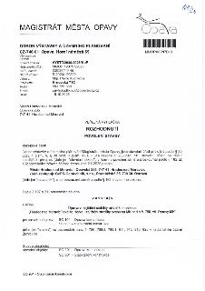 MAGISTRÁT MĚSTA OPAVY, ODBOR VÝSTAVBY A ÚZEMNÍHO PLÁNOVÁNÍ, CZ-746 01 Opava, Horní náměstí 69. Spisová značka: VYST/22030/2026/KuP, Naše značka: MMOP 193797/20…