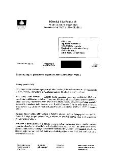 Úřední dopis Městské části Praha 13 ze dne 1. 10. 2024 adresovaný Ing. Patriku Panešovi, Ph.D. (Magistrát hl. m. Prahy). Předmětem je žádost o podporu při rozš…