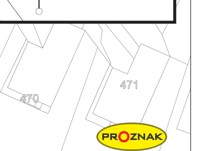 Výřez katastrální mapy se zakreslenými parcelami č. 470 a 471.