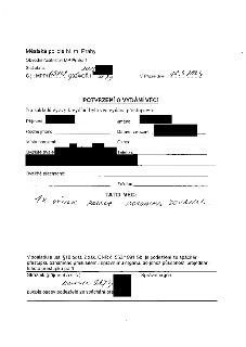 Městská policie hl. m. Prahy, Obvodní ředitelství MP Praha 1. Služebna: 2025 [černá plocha]. Č.j.: MPPH 43262 12024/OŘ1 2473. V Praze dne: 16.5.2023. POTVRZENÍ…
