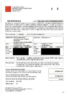 OBJEDNÁVKA č. CES OBJ/SLU/01/03/00092/2026. Objednatel: Hlavní město Praha, zastoupené Ing. Lukášem Stránským, ředitelem odboru služeb MHMP, sídlo: Mariánské n…