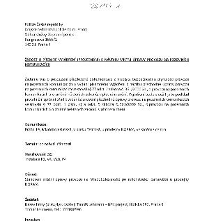 Žádost o písemné vyjádření k návrhu místní úpravy provozu na pozemních komunikacích. Adresát: Policie České republiky, Krajské ředitelství policie hl. m. Prahy…