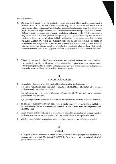Výňatek ze smlouvy o poskytnutí dotace. Bod 6: Povinnost vést analytickou účetní evidenci, označovat doklady 'Dotace MČ Praha 20' a uchovávat je 5 let. Bod 7:…