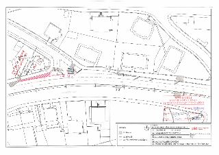 Situační nákres dopravního značení A6 - V Holešovičkách - Valčíkova (zobraz. bez rušeného VDZ). Obsahuje legendu (SDZ stávající, VDZ stávající, VDZ přechodně n…