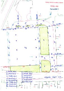 Parkoviště Květnového Vítězství, MK11-38c, Parkoviště 2. Situační nákres parkoviště s vyznačenými rozměry a plochami. Seznam ploch a dílčích výměr: D1 = (PAKOM…