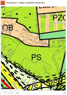 Katastrální mapa s vyznačením pozemku parc. č. 2638/4 v katastrálním území Libeň. Mapa obsahuje čísla parcel (např. 2638/1, 2638/2, 2622, 2619/1, 3861/1, 2609,…