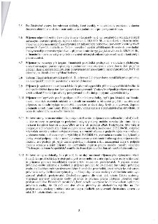 Strana 3 smlouvy o poskytnutí dotace obsahující body 3.5 až 3.12. Body upravují pravidla pro čerpání finančních prostředků, povinnosti příjemce (vedení účetnic…