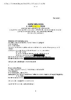 První strana kupní smlouvy č. KUP/../......./2026, příloha č. 1 k usnesení Zastupitelstva HMP č. 35/85 ze dne 19. 6. 2026. Smluvní strany: Prodávající: Skanska…