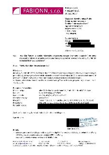 Dopis společnosti FABIONN, s.r.o. ze dne 5.11.2024 adresovaný Magistrátu hlavního města Prahy, Odbor územního rozvoje, Oddělení informací o území, Ing. Luboš O…