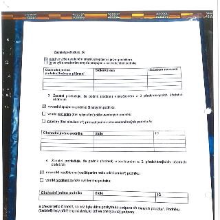 Část formuláře s prohlášením žadatele o propojenosti podniků a historii podniku. Obsahuje následující sekce: 1. Prohlášení o propojenosti s jinými podniky (zaš…