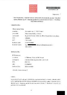 PRAHA PRAGUE PRAGA PRAG, MHMPXPN8GLXP, Stejnopis č. 1. Věc: Objednávka – Zajištění výkonu technického dozoru stavby na akci – Stavební úpravy objektu č.p. 69 –…