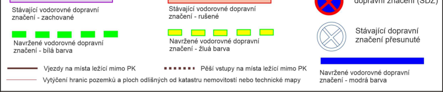 Legenda dopravního značení k situačnímu výkresu stavby.