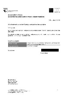 Oznámení o schválení Zprávy o zahájení realizace projektu ze dne 4. 5. 2012. Vydavatel: Hlavní město Praha, Magistrát hlavního města Prahy, Odbor fondů EU. Adr…