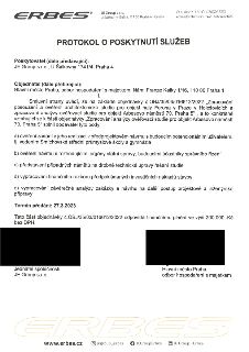 ERBES, JE Group s.r.o., U Šálkovny 1741/4, 147 00 Praha 4 - Braník. IČ: 03063313 / DIČ: CZ03063313, erbes@erbes.cz, +420 602 402 524. PROTOKOL O POSKYTNUTÍ SLU…