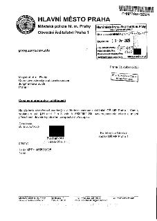HLAVNÍ MĚSTO PRAHA, Městská policie hl. m. Prahy, Obvodní ředitelství Praha 1. MPPH 46553/2025-OŘ1. Praha 30. duben 2025. Magistrát hl. m. Prahy, Odbor živnost…