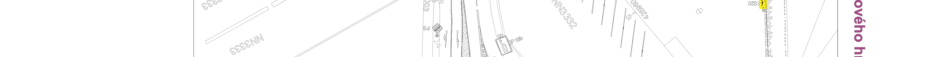 Výřez technického situačního výkresu nebo plánu s vyznačenými parcelními čísly a inženýrskými sítěmi.