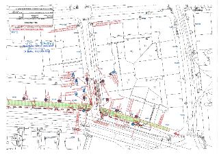Situační nákres dopravního opatření. Městská část Praha 10, Odbor dopravy, Vinohradská 3218/169, 100 00 Praha 10. Název akce: Rekonstrukce chodníků ul. Černoko…