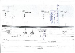Situační nákres dopravního značení a parkovacích stání (včetně vyhrazených parkovišť pro ZTP) v ulici Milevská s vyznačenými parcelními čísly (835/8, 836/10, 8…