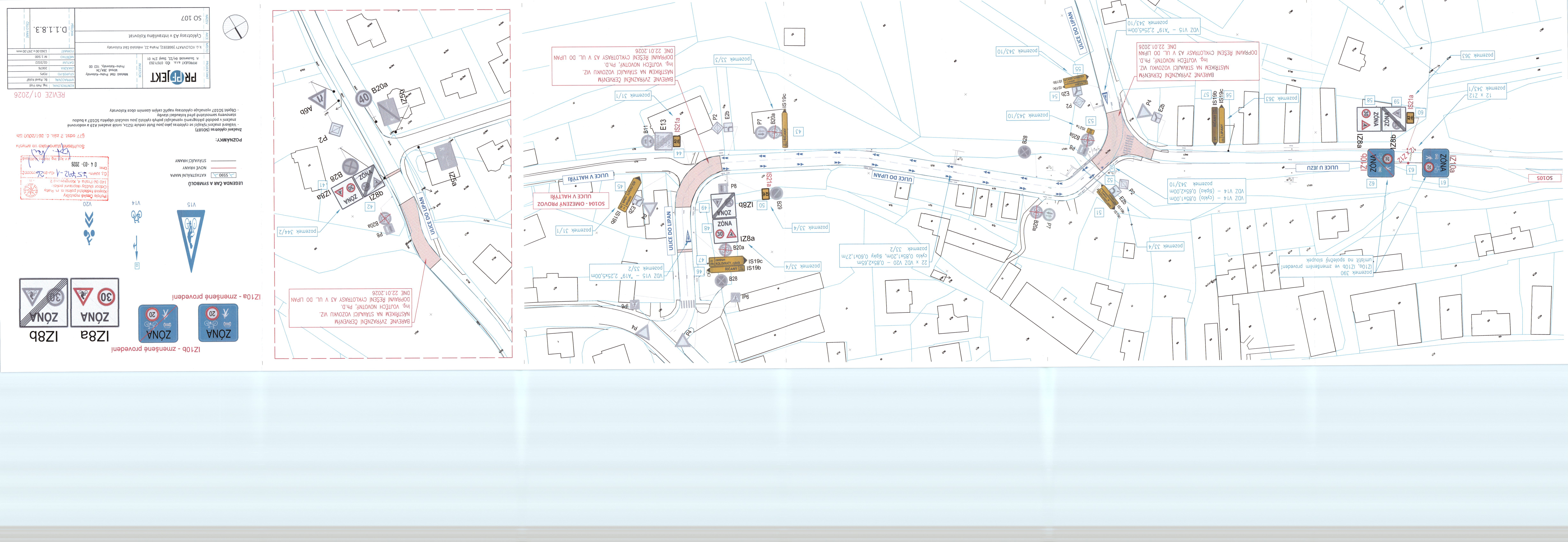 Projektová dokumentace dopravního značení a úpravy provozu v obci.
